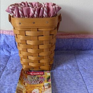 Longaberger Basket with Pink and Honey Oak Tones